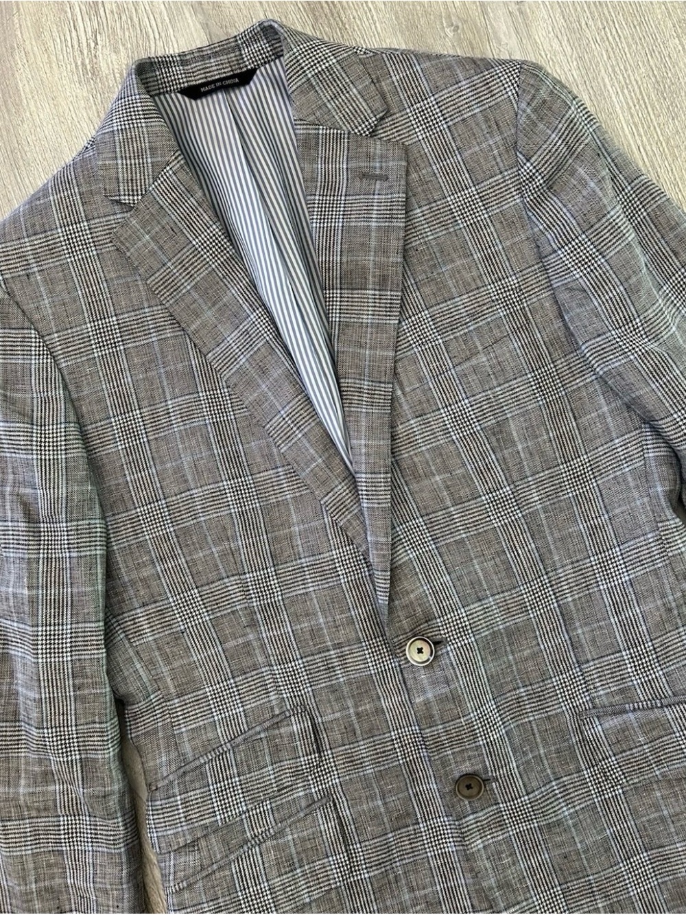 Banana Republic 36R Tailored Fit Linen Blend Prince of Wales Plaid Blazer
